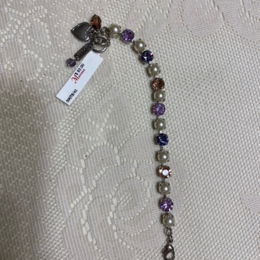 Mariana Romance Rhodium Plated Crystal Tennis Bracelet, 8"